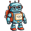 Funny little robot with satchel