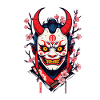 Oni Démone Masque Samouraï Japonais