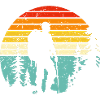 Hiker silhouette at retro bedtime