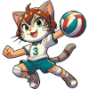 Sporty cat: volleyball player