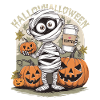 Merry Halloween Mummy with Pumpkins
