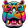 Hippopotamus with Glasses