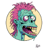 Crazy funny cartoon zombie