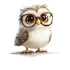 Cute owl with glasses