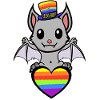 Halloween Rainbow Bat LGBT Heart