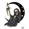 Little cute Grim Reaper sleeping on the moon