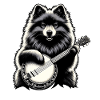 Keeshond Dog Bluegrass Banjo Player