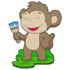 Monkey Painter Brush Painting