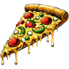 Pizza Tecknad Smältande Ost Rolig Design