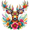 Hirsch mit Blumen geschmückt