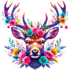 Hirsch mit Blumen geschmückt