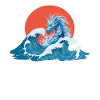 Back Print Japanese Dragon Blue China Asia
