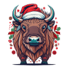 Bison Christmas Santa