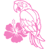 Parrot Animal Comic Hibiscus