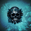 Dark blue skull with roses