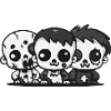 Zombies Halloween Mignon Kawaii