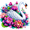 Schwan verziert mit Lotusblüten