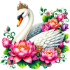 Schwan verziert mit Lotusblüten