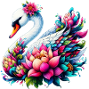 Schwan verziert mit Lotusblüten