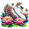 Schwan verziert mit Lotusblüten