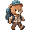 Cute kawaii hiking bear