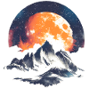 Nocturnal Serenity: Moon & Mountains