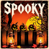 spooky Halloween pumpkins and lanterns
