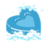 Blue heart with foam motif