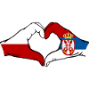 Poland Serbia Flag Heart Shape