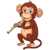 A monkey playing the flute