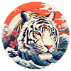 White tiger wave Ukiyo-e Hokusai