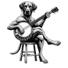 Rhodesian Ridgeback Dog Bluegrass Banjo Player
