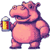 Hippopotamus Beer Pixel
