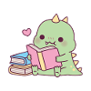 Cute Dinosaur Loves Reading Books