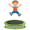 A cheerful child jumping trampoline
