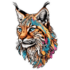 Luchs-Kopf mit buntem Tribal-Muster