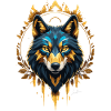 Geometric Gold Wolf