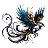 Bunter fliegender phantastischer Vogel