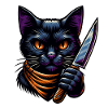Evil cat with knife