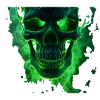 Leuchtender grüner Totenkopfdesign