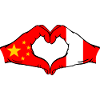China Peru Flag Heart Shape