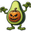 Läskig Avokado Monster Halloween Vegan Tecknad film