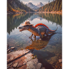 Dinosaur living Spinosaurus is fishing