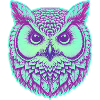 Eulenkopf (violett, türkis, neon)