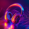 Kopfhörer 3D mit Musikwellen