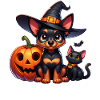 Lancashire Heeler & Black Cat Halloween