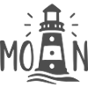 MOIN lettering with lighthouse