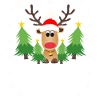 Reindeer Christmas Fir Trees Snowflakes