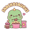 Śliczny dinozaur chrupanie ciasteczek Snackosaurus śmieszny