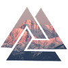 Geometric Alpine Motif Sunrise Mountains